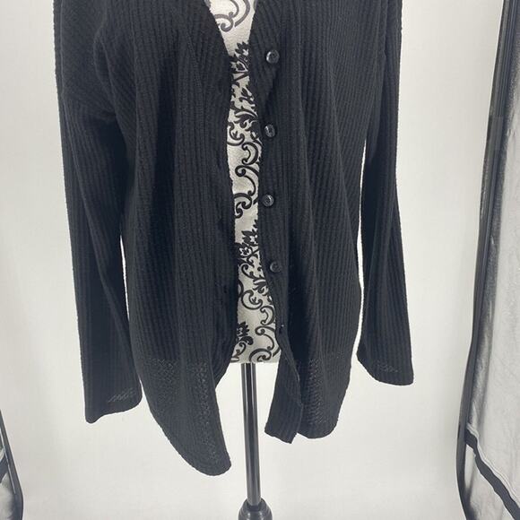 Isaac Mizrahi NY Womens Size Large Long Sleeve Waffle-Knit Button-Up Top, Grey - Picture 6 of 12